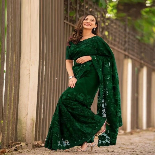 Georgette High Quality Embroidery Stylish Sharee