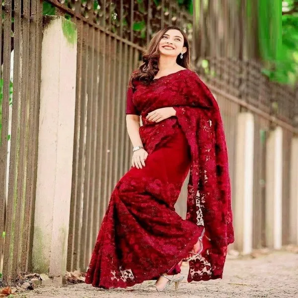 Georgette High Quality Embroidery Stylish Sharee