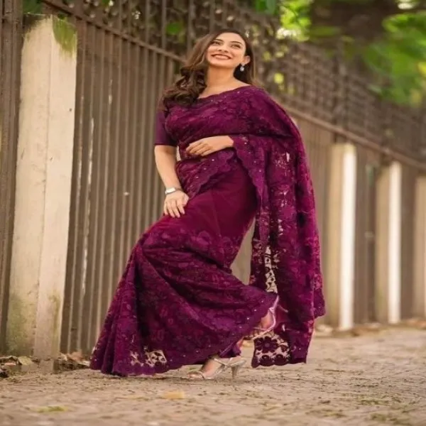 Georgette High Quality Embroidery Stylish Sharee